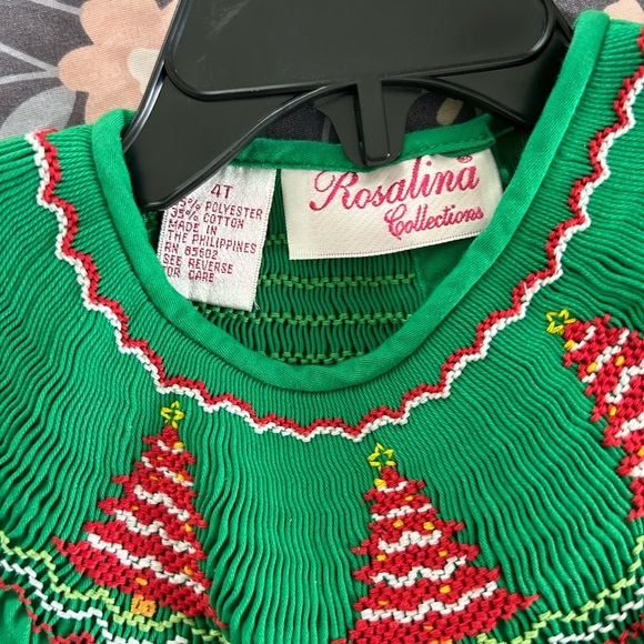 Rosalina collection Christmas tree 4T smocked dress. Like new! - Picture 3 of 4